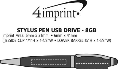 Imprint Area of Stylus Pen USB Drive - 8GB