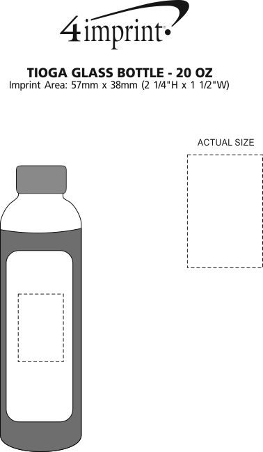 Imprint Area of Tioga Glass Bottle - 20 oz.