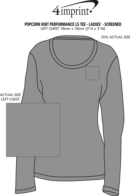 Imprint Area of Popcorn Knit Performance Long Sleeve Tee - Ladies' - Screen