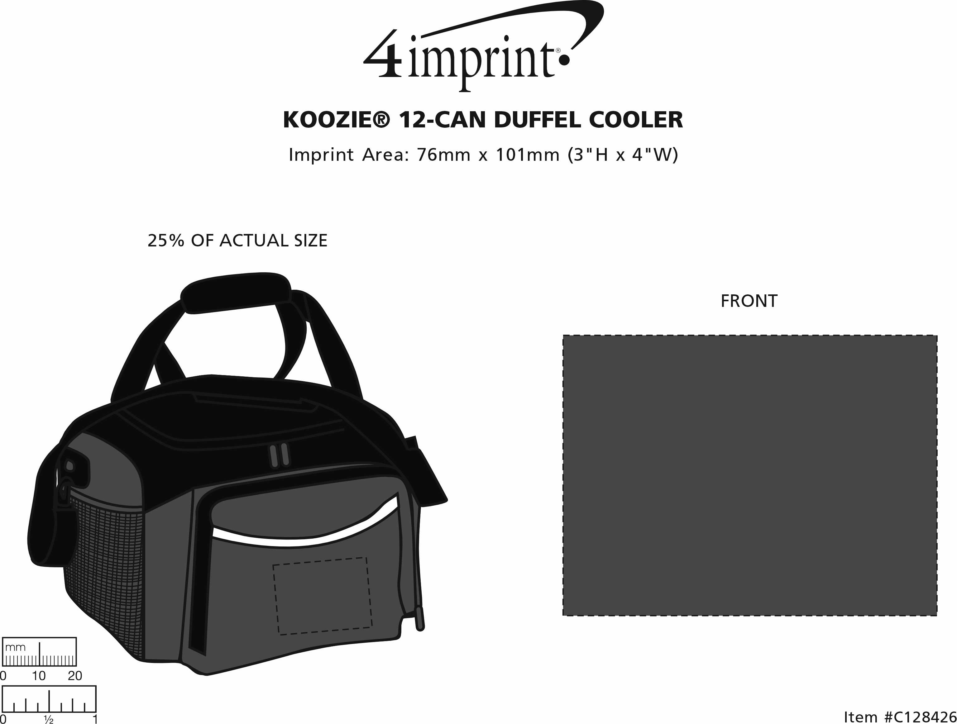 Imprint Area of Koozie® 12-Can Duffel Kooler