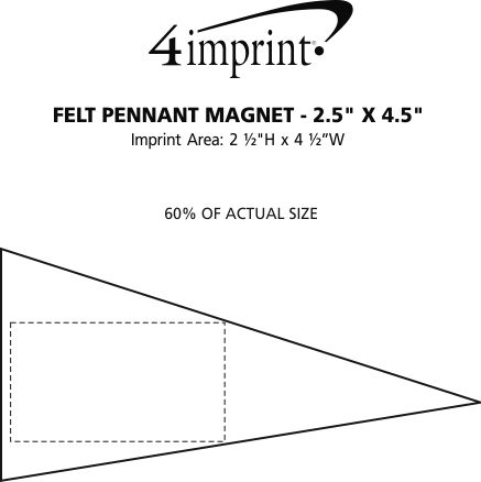 Imprint Area of Felt Pennant Magnet - 2-1/2" x 4-1/2"