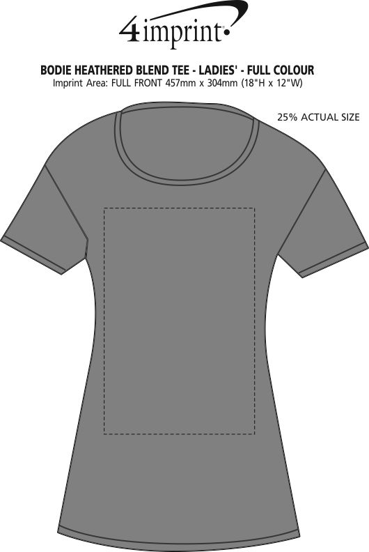 Imprint Area of Bodie Heathered Blend Tee - Ladies' - Full Colour