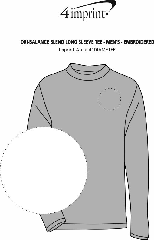 Imprint Area of Dri-Balance Blend Long Sleeve Tee - Men's - Embroidered