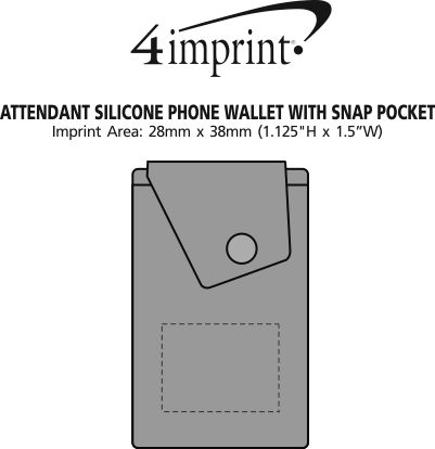 Imprint Area of Attendant Silicone Phone Wallet with Snap Pocket