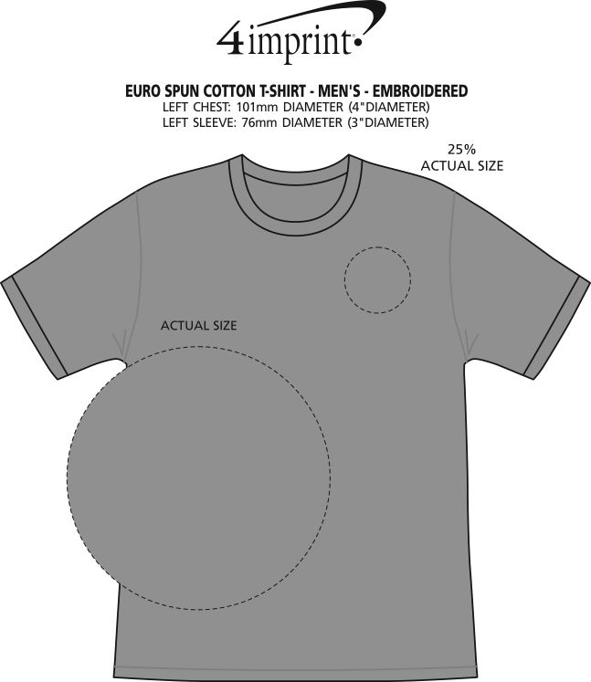 Imprint Area of Euro Spun Cotton T-Shirt - Men's - Embroidered