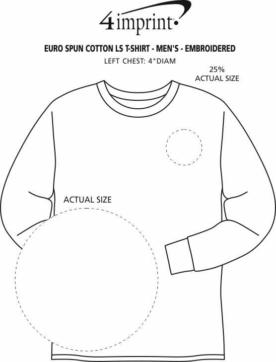 Imprint Area of Euro Spun Cotton LS T-Shirt - Men's - Embroidered
