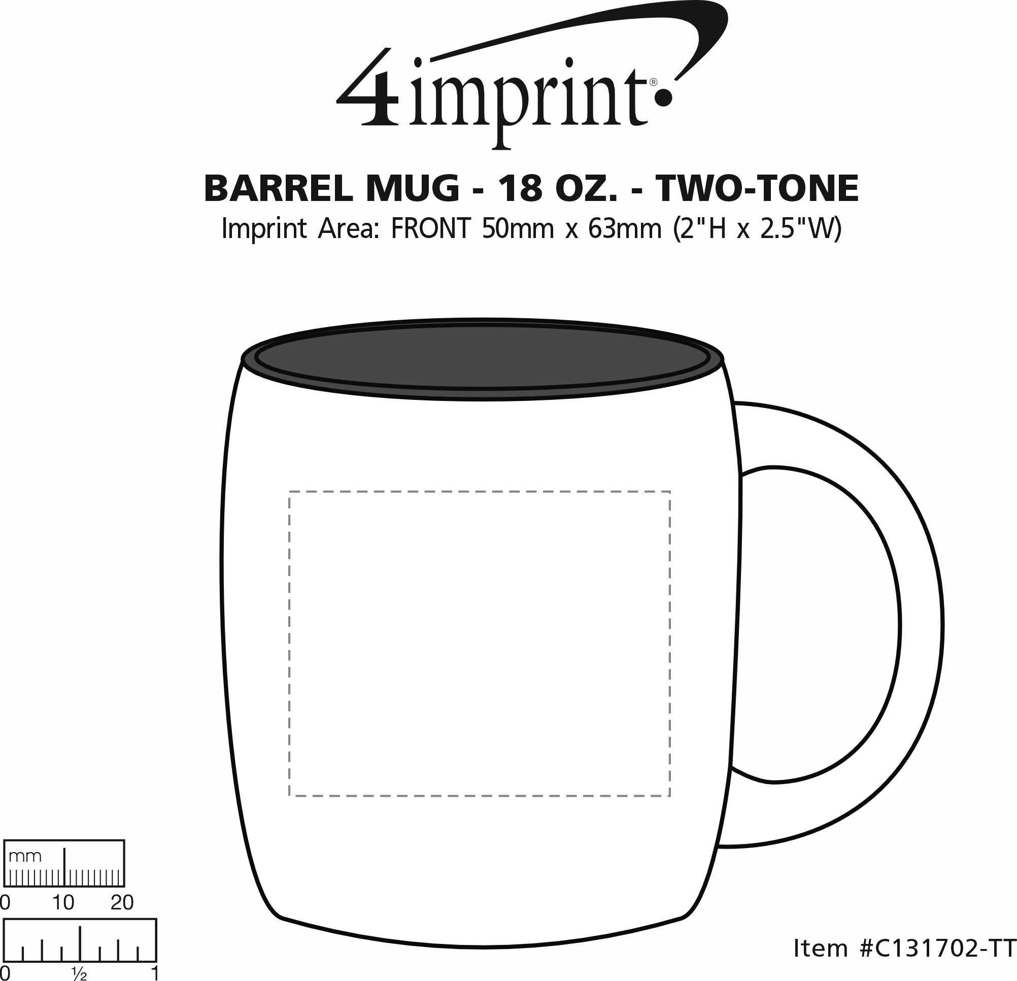 Imprint Area of Barrel Mug - 18 oz. - Two-Tone