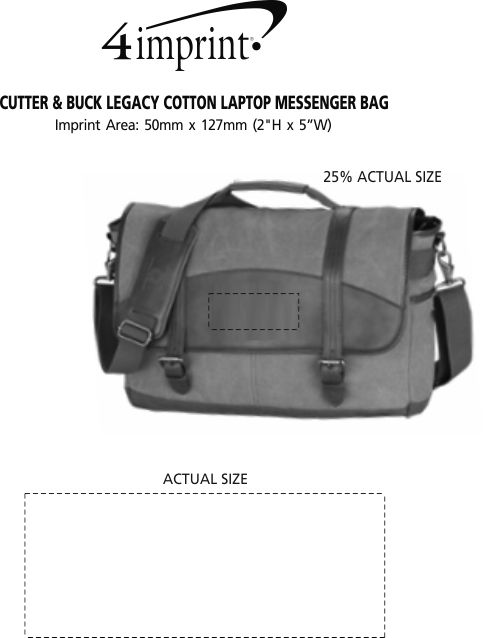 Imprint Area of Cutter & Buck Legacy Cotton Laptop Messenger Bag