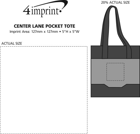 Imprint Area of Centre Lane Pocket Tote Closeout