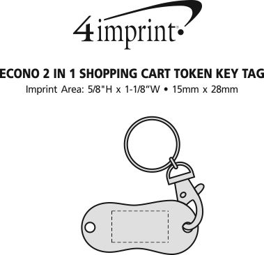 Imprint Area of Econo 2-in-1 Shopping Cart Coin Keychain