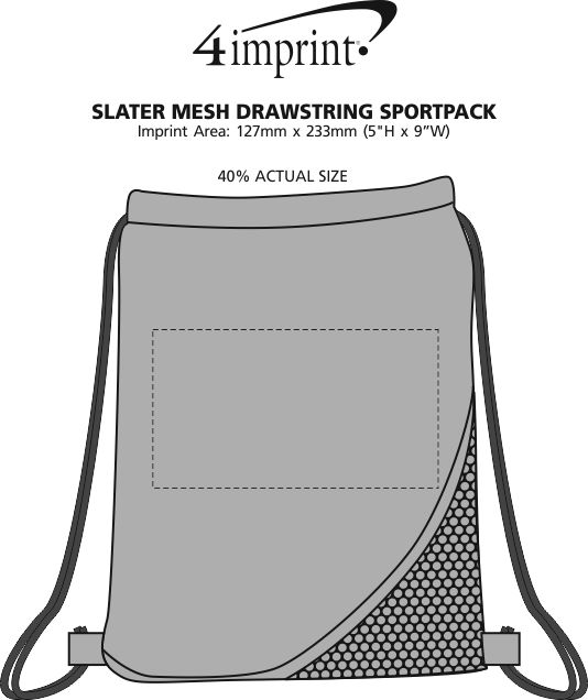 Imprint Area of Slater Mesh Drawstring Sportpack - Closeout