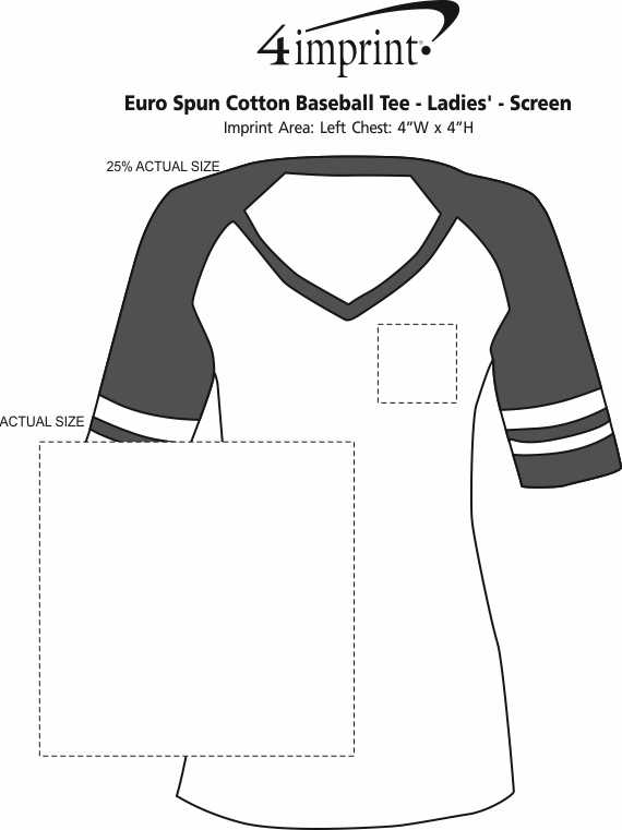 Imprint Area of Euro Spun Cotton Baseball Tee - Ladies' - Screen