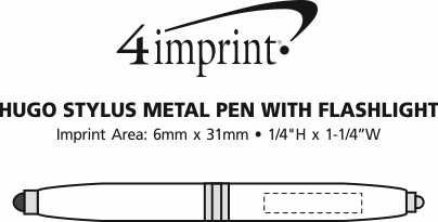 Imprint Area of Hugo Stylus Metal Pen with Flashlight