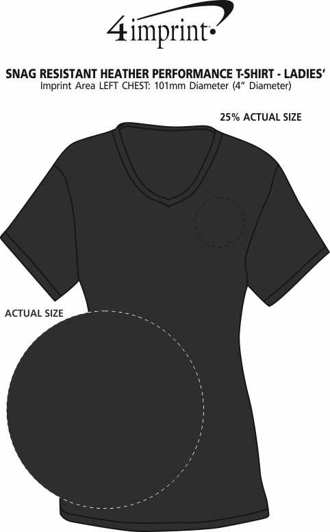 Imprint Area of Snag Resistant Heather Performance T-Shirt - Ladies'