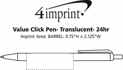 Imprint Area of Value Click Pen - Translucent - 24 hr