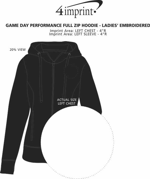 Imprint Area of Game Day Performance Full-Zip Hoodie - Ladies' - Embroidered
