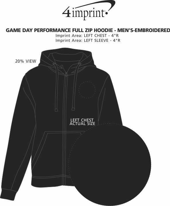 Imprint Area of Game Day Performance Full-Zip Hoodie - Men's - Embroidered