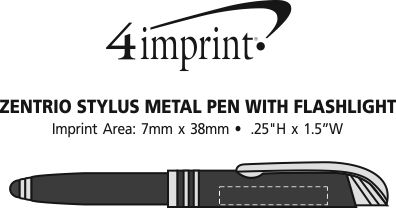 Imprint Area of Zentrio Stylus Metal Pen with Flashlight