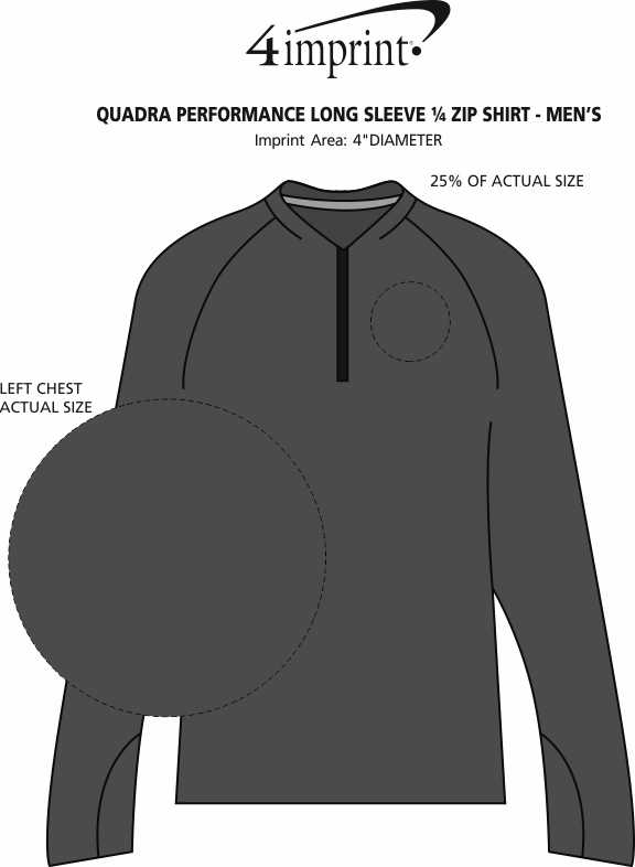Imprint Area of Quadra Performance Long Sleeve 1/4-Zip Shirt - Men's