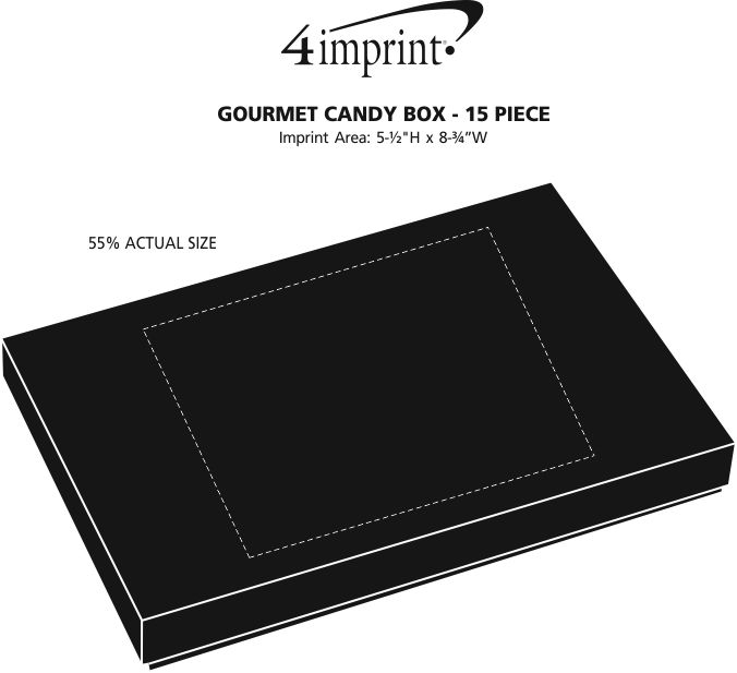 Imprint Area of Gourmet Candy Box - 15-Pieces