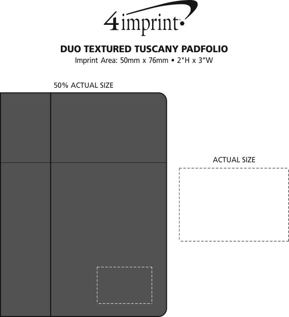 Imprint Area of Duo Textured Tuscany Padfolio with Notepad