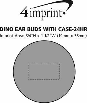 Imprint Area of Dino Ear Buds with Case - 24 hr