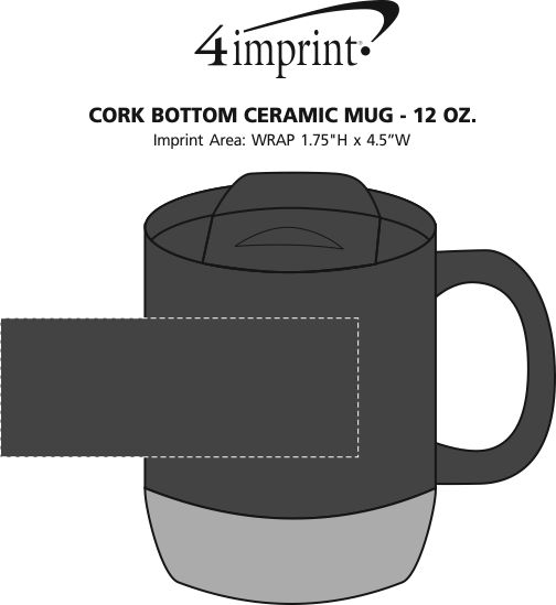 Imprint Area of Cork Base Ceramic Mug - 12 oz.