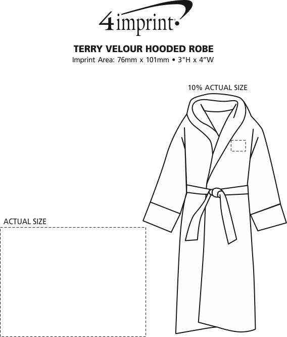 Imprint Area of Terry Velour Hooded Robe