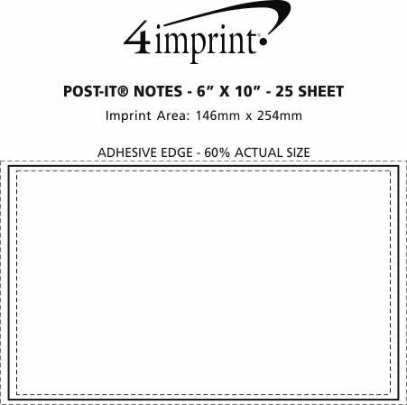 Imprint Area of Post-it®  Notes - 6" x 10" - 25 sheet