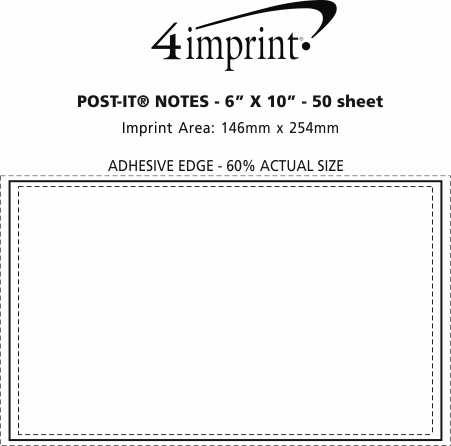 Imprint Area of Post-it®  Notes - 6" x 10" - 50 sheet
