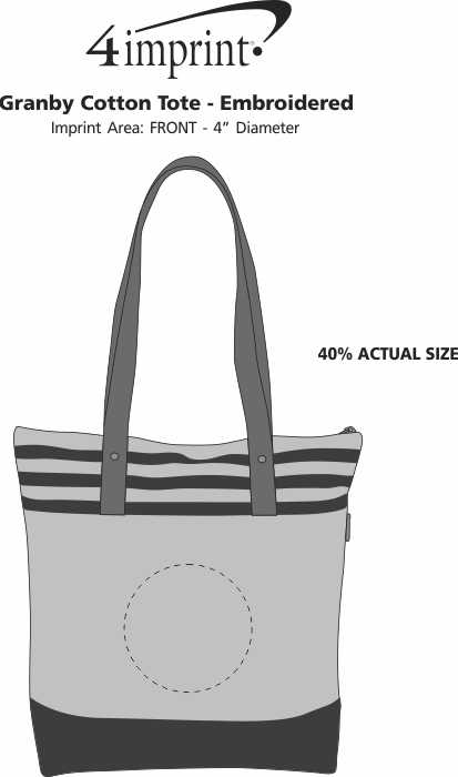Imprint Area of Granby Cotton Tote - Embroidered