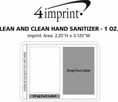 Imprint Area of Lean and Clean Hand Sanitizer - 1 oz.