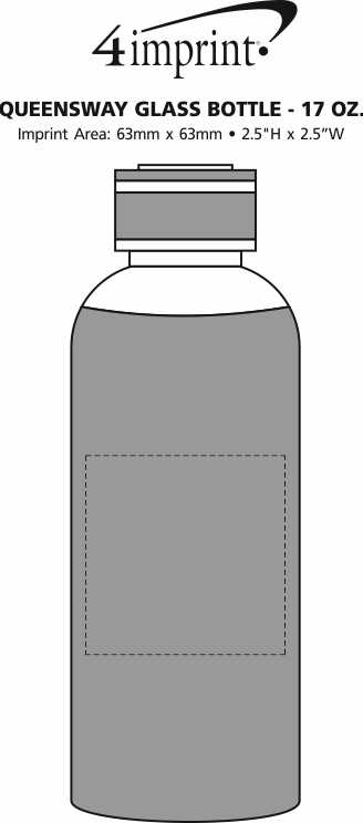 Imprint Area of Queensway Glass Bottle - 17 oz. - 24 hr
