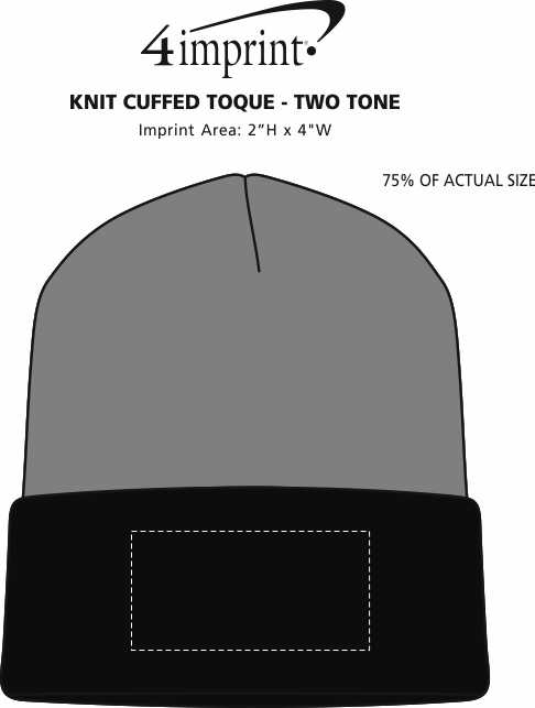 Imprint Area of Knit Cuffed Toque - Two Tone