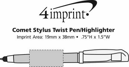 Imprint Area of Comet Stylus Twist Pen/Highlighter