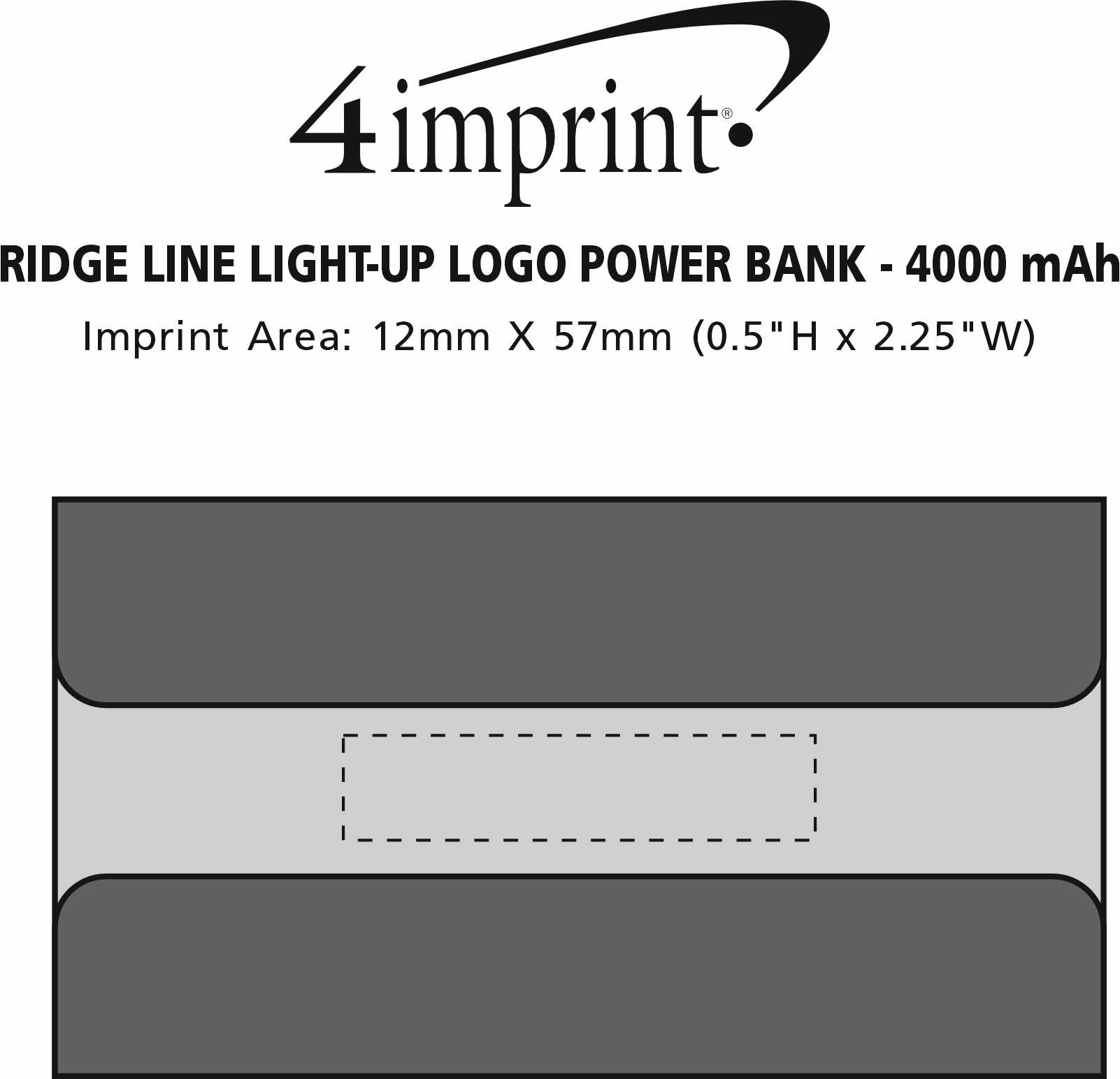 Imprint Area of Ridge Line Light-Up Logo Power Bank - 4000 mAh