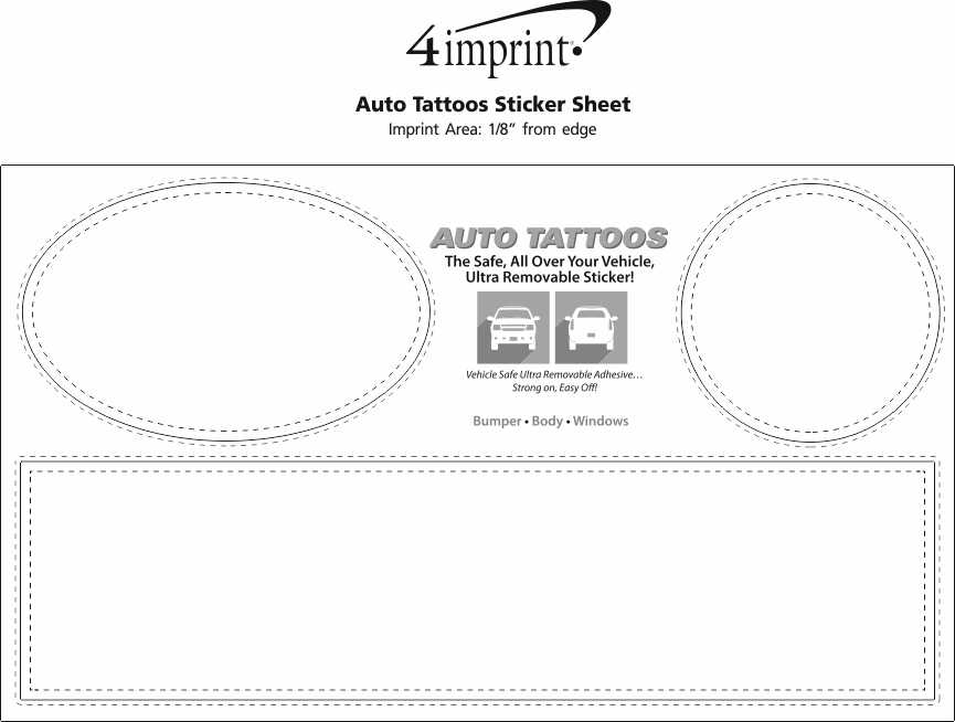 Imprint Area of Auto Tattoos Sticker Sheet