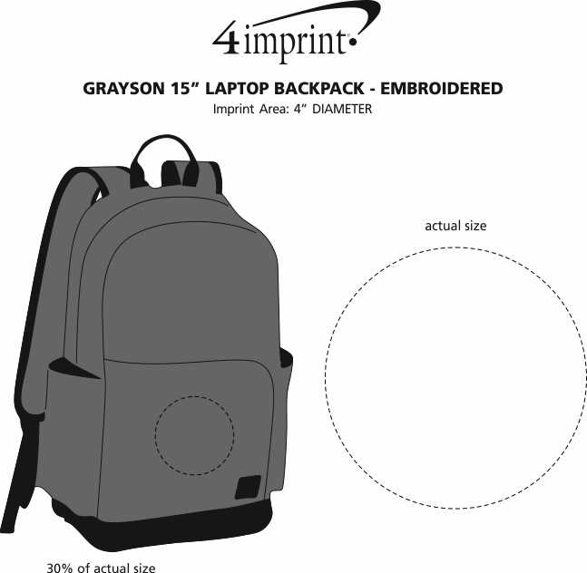 Imprint Area of Grayson 15" Laptop Backpack - Embroidered