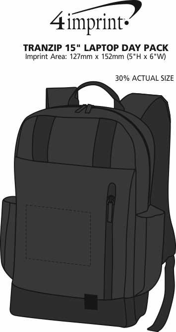 Imprint Area of Tranzip 15" Laptop Backpack