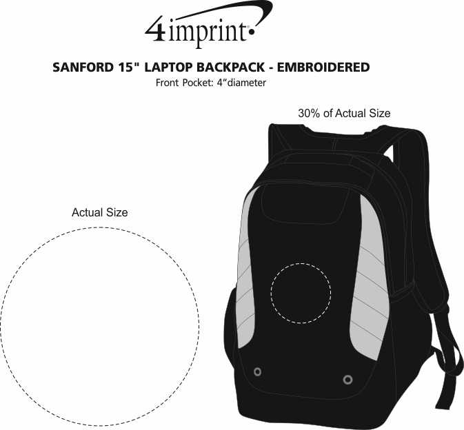 Imprint Area of Sanford 15" Laptop Backpack - Embroidered