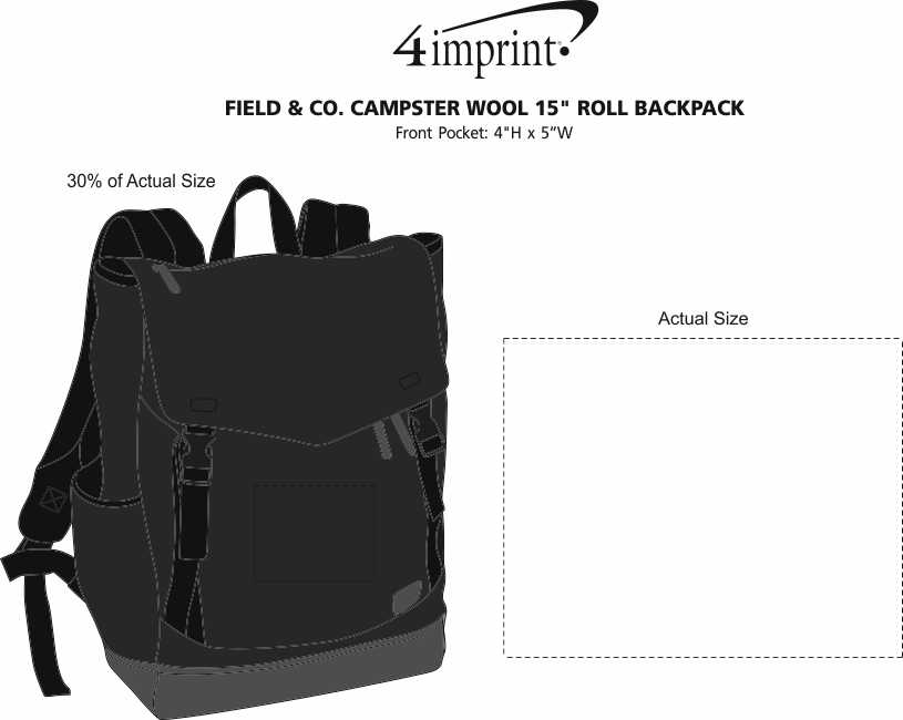 Imprint Area of Field & Co. Campster Wool 15" Laptop Rucksack Backpack
