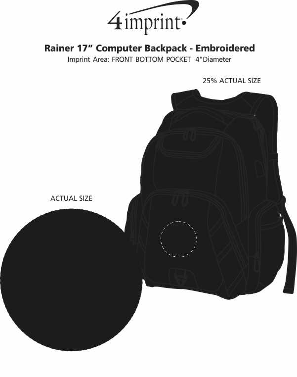 Imprint Area of Rainier 17" Computer Backpack - Embroidered