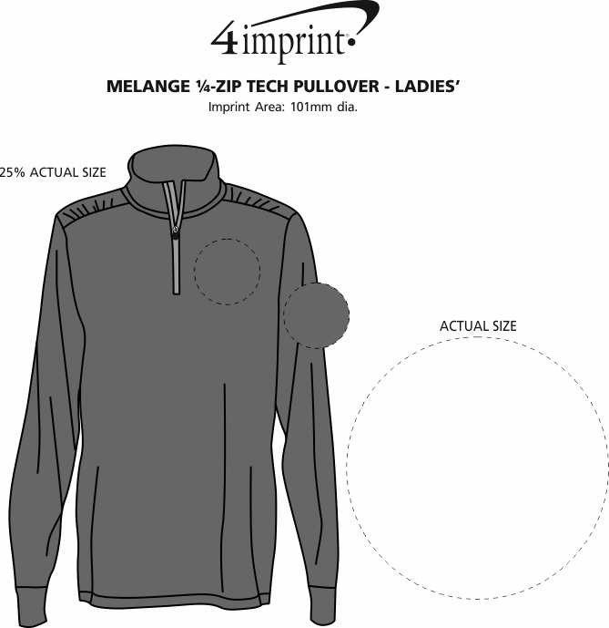 Imprint Area of Melange 1/4-Zip Tech Pullover - Ladies' - Closeout