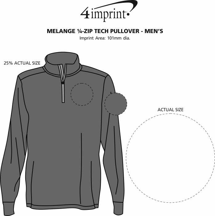 Imprint Area of Melange 1/4-Zip Tech Pullover - Men's - Closeout
