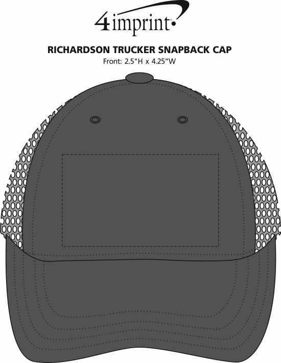 Imprint Area of Richardson Trucker Snapback Cap