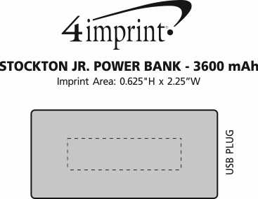 Imprint Area of Stockton Jr. Power Bank - 3600 mAh