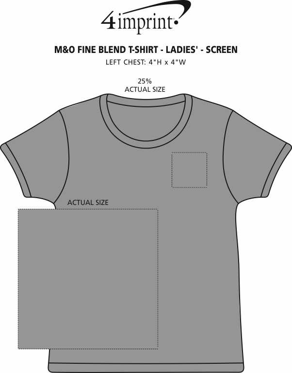 Imprint Area of M&O Fine Blend T-Shirt - Ladies' - Screen