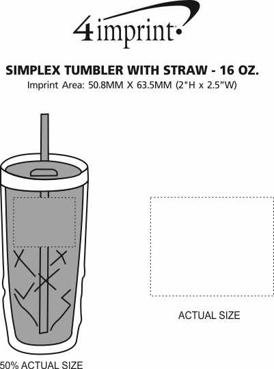 Imprint Area of Refresh Simplex Tumbler with Straw - 16 oz.
