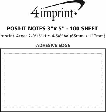 Imprint Area of Post-it® Notes - 3" x 5" - 100 Sheet
