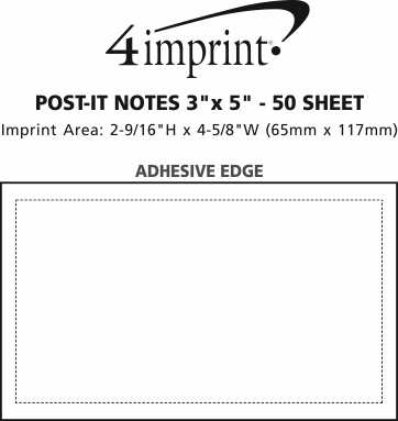 Imprint Area of Post-it® Notes - 3" x 5" - 50 Sheet